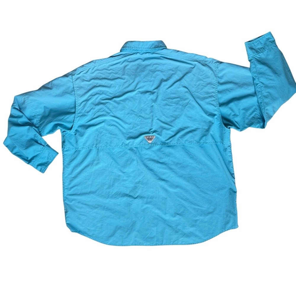 Columbia PFG Mens Teal Fishing Shirt 2XL Vented Long Sleeve Relaxed Fit Casual - Picture 5 of 13